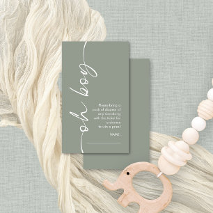 Tarjeta De Recepción Oh Boy Sage Diaper Raffle Baby Shower