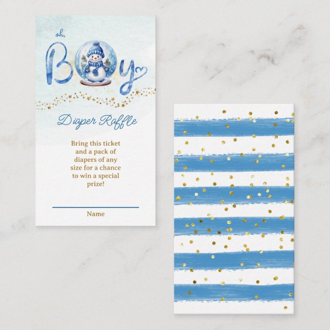 Tarjeta De Recepción Oh Boy Tema Baby Shower Diaper Raffle Ticket (Anverso / Reverso)