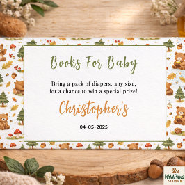 Tarjeta De Recepción Oh Boy Watercolor Woodland Bear Baby Shower