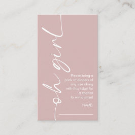 Tarjeta De Recepción Oh Chica Dusty Rosa Diaper Raffle Baby Shower