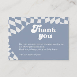 Tarjeta De Recepción ¡Oh, chico! Control azul | Gingham | Gracias