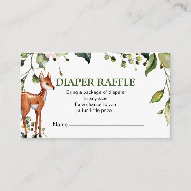 Tarjeta De Recepción ¡Oh ciervo! Baby Shower Diaper Raflle Card (Anverso)