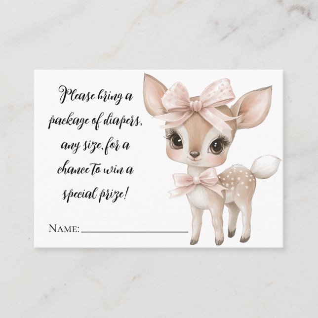 Tarjeta De Recepción Oh ciervo ella casi está aquí Diaper Raffle Card (Anverso)