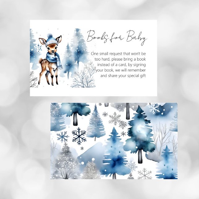 Tarjeta De Recepción Oh ciervo, libros de leche para bebés para bebé (Oh deer winter baby shower books for baby card watercolor cute baby deer snowy pines books for baby)