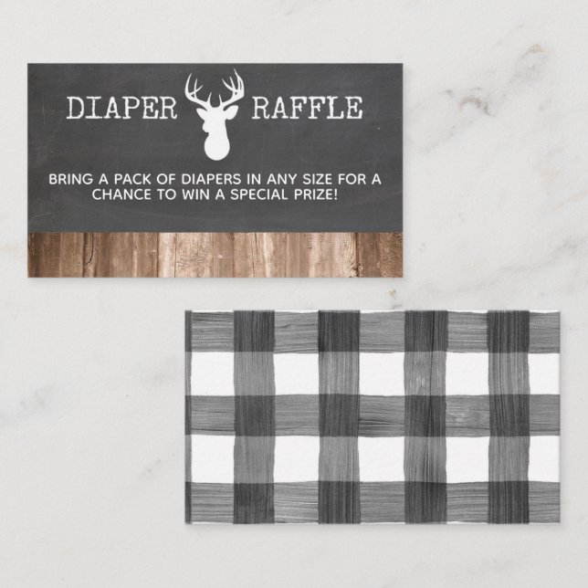 Tarjeta De Recepción OH Deer Baby Ducha Diaper Raffle Card (Anverso / Reverso)