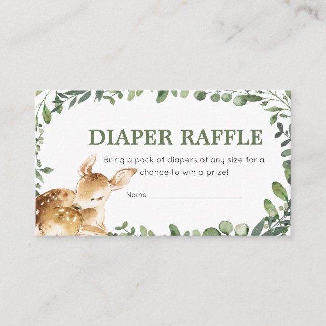 Tarjeta De Recepción Oh Deer Baby Shower Diaper Raffle (Anverso)
