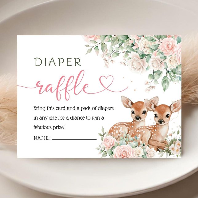 Tarjeta De Recepción Oh Deer Twin Girls Baby Shower Diaper Raffle  (Subido por el creador)
