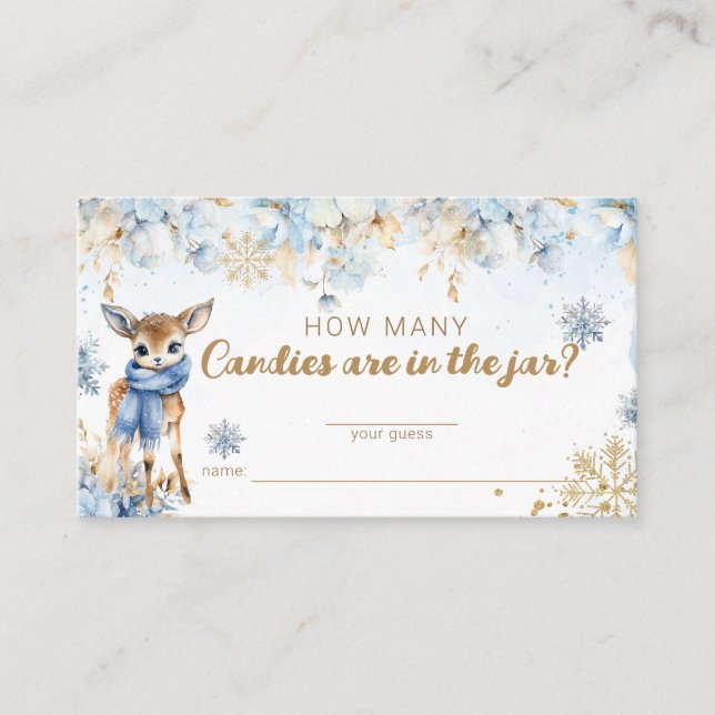 Tarjeta De Recepción Oh Deer Winter Baby Boy Duerme cuántos candelabros (Anverso)