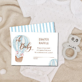 Tarjeta De Recepción Oh Elefante bebé en el pañal de globo aerostático 