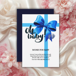 Tarjeta De Recepción ¡Oh, nena! Elegante Baby Shower Blue Bow