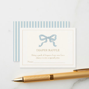 Tarjeta De Recepción Oh niño Cinta azul Cute elegante rifa de pañales