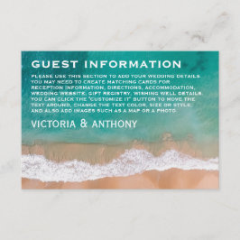 Tarjeta De Recepción Ola oceánica, detalle de bodas en la playa