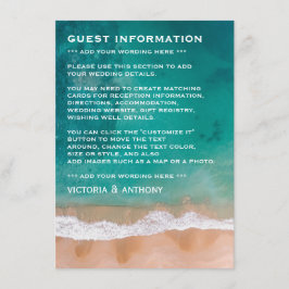 Tarjeta De Recepción Ola oceánica, detalle de bodas en la playa