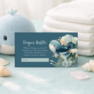 Tarjeta De Recepción Olas de ballena del océano Sorteo de pañales Blanc