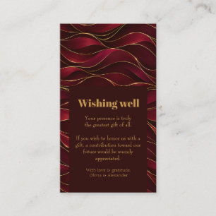 Tarjeta De Recepción Olas de mármol rojo burgundy elegante con acento d