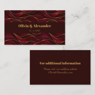 Tarjeta De Recepción Olas de mármol rojo burgundy elegantes con acento