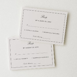 Tarjeta De Recepción Old Money Black and Ivory Wedding Response