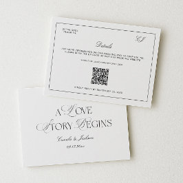Tarjeta De Recepción Old Money Black and White Wedding Details