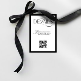 Tarjeta De Recepción Old Money Black and White Wedding Details