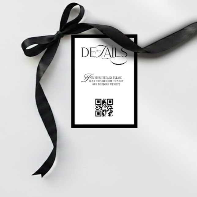 Tarjeta De Recepción Old Money Black and White Wedding Details (Subido por el creador)