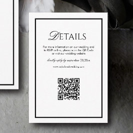 Tarjeta De Recepción Old Money Black and White Wedding Details Qr Code