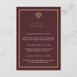 Tarjeta De Recepción Old Money Burgundy Wedding Enclosure Card