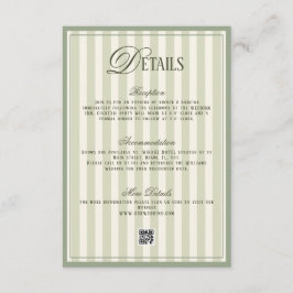 Tarjeta De Recepción Old Money Ivory Green Wedding Details 