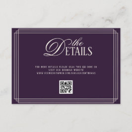 Tarjeta De Recepción Old Money Plum Wedding Details 