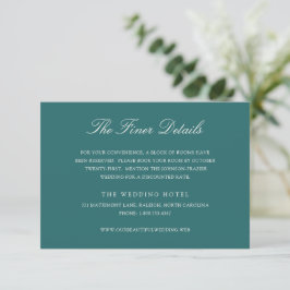 Tarjeta De Recepción Old Money Teal Classic Wedding