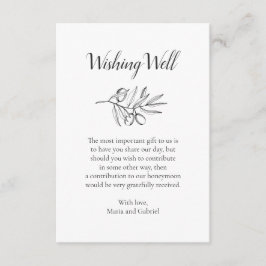 Tarjeta De Recepción Olive Botanical deseando bien. Boda blanco negro