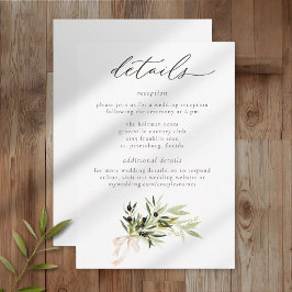 Tarjeta De Recepción Olive Branch Watercolor Elegant Minimalist Wedding