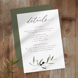 Tarjeta De Recepción Olive Branch Watercolor Elegant Minimalist Wedding