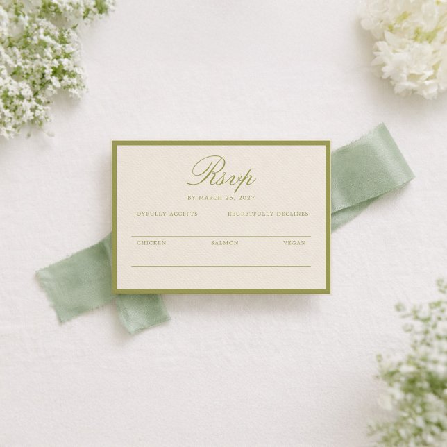 Tarjeta De Recepción Olive Estate Calligraphy Wedding RSVP Card (Subido por el creador)