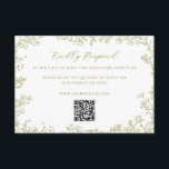 Tarjeta De Recepción Olive Green Floral Line Art Wedding QR Code<br><div class="desc">Invite your guests to RSVP with our Olive Green Floral Line Art Wedding QR Code Response Card, a perfect blend of timeless elegance and modern convenience. This beautifully designed card features a delicate floral line art border, crafted with intricate blooms and foliage that capture the charm of traditional weddings. Enhancing...</div>