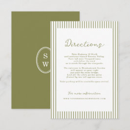 Tarjeta De Recepción Olive Green Modern Wedding Directions Card
