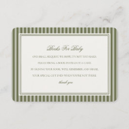 Tarjeta De Recepción Olive Martini Green Striped Books For Baby Shower