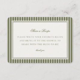 Tarjeta De Recepción Olive Martini Green Striped Share a Recipe Insert