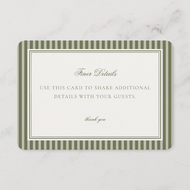 Tarjeta De Recepción Olive Martini Tini Bit Closer Details Card Insert (Anverso)