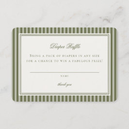Tarjeta De Recepción Olive Martini Tini Little One Stripe Diaper Raffle