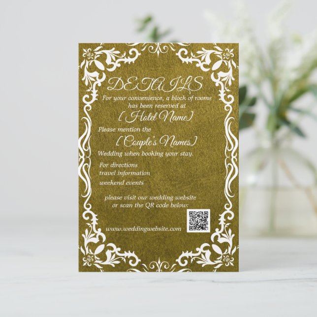 Tarjeta De Recepción Olive Minimal Elegant Wedding Enclosure Card  (Anverso de pie)