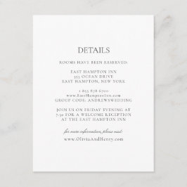 Tarjeta De Recepción Olivia Elegant Simple Gris Blanco Detalles Boda