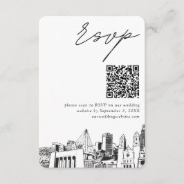 Tarjeta De Recepción Omaha Boda RSVP moderno Código QR