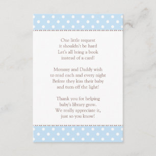 Tarjeta De Recepción One Little Request Blue Baby Shower Book