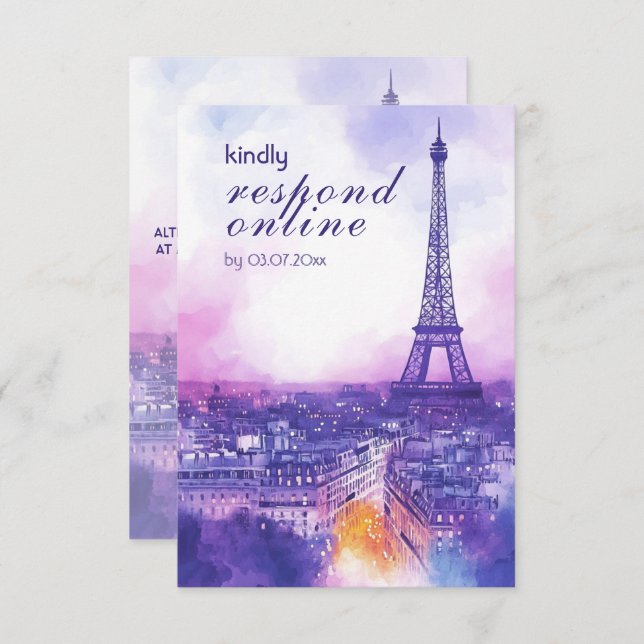 Tarjeta De Recepción Online Reply Request Amour Éternel RSVP Card  (Anverso / Reverso)