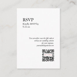 Tarjeta De Recepción Opción de código QR RSVP blanco negro de moda