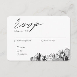 Tarjeta De Recepción Opción de comida tradicional de RSVP para boda en 