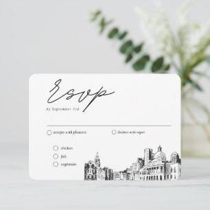 Tarjeta De Recepción Opción de comida tradicional RSVP del Boda de Bost