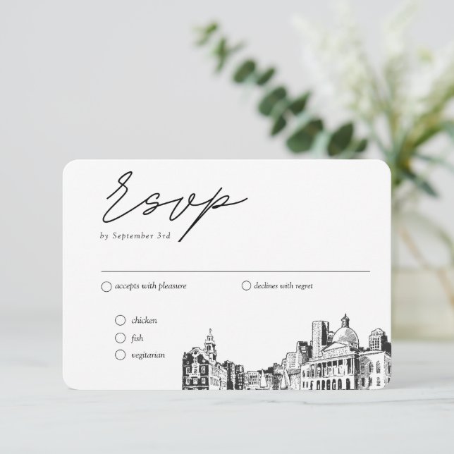 Tarjeta De Recepción Opción de comida tradicional RSVP del Boda de Bost (Anverso de pie)