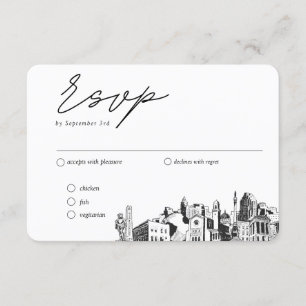 Tarjeta De Recepción Opción de comidas Raleigh Boda RSVP tradicional