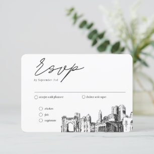 Tarjeta De Recepción Opción de comidas RSVP tradicional de Boda de colu